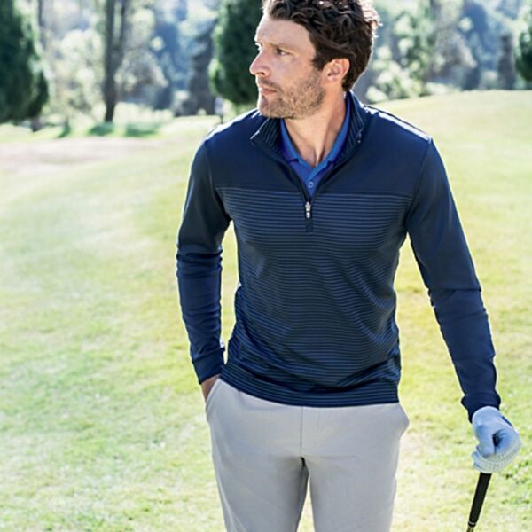 Cutter & Buck Traverse Stripe Stretch Quarter Zip Mens Big and Tall Pullover Thumbnail